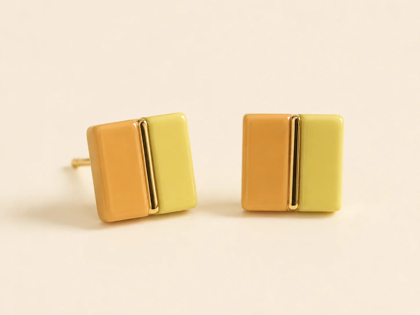 Golden Divide handmade ceramic earrings showing a hand-finished ceramic surface by ZELIN ART.