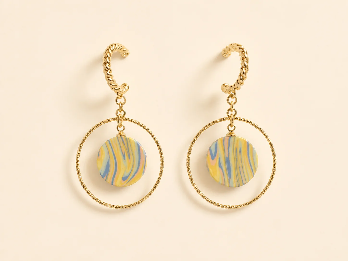 Horizon Ring handmade ceramic earrings showing a hand-finished ceramic surface by ZELIN ART.