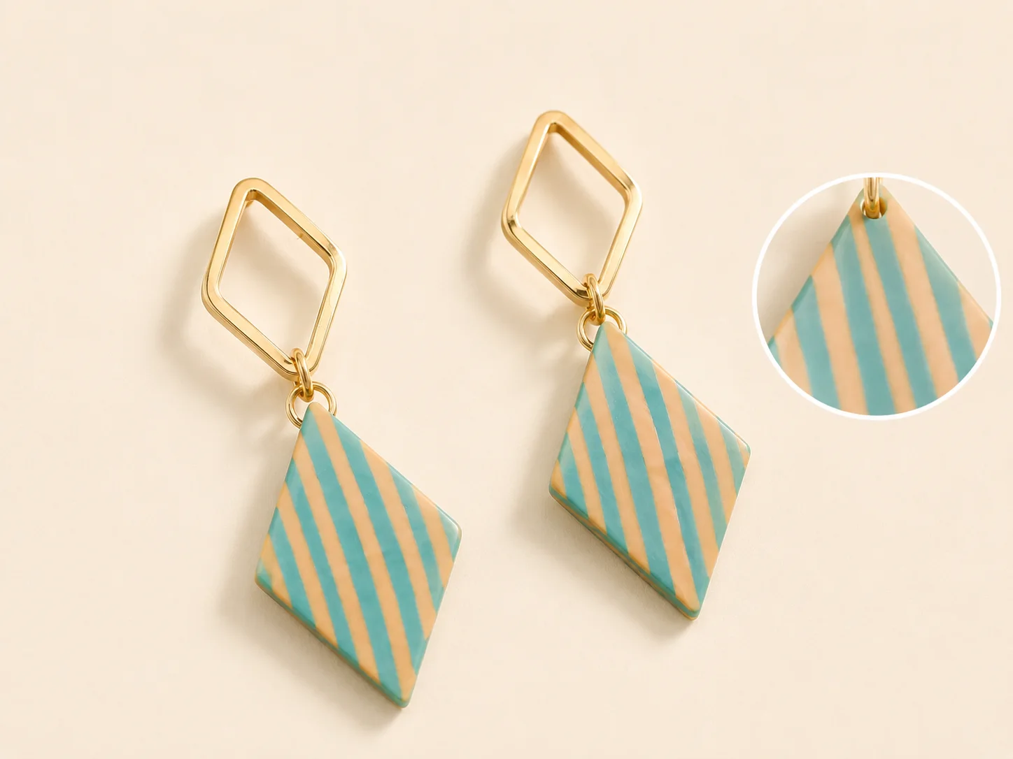 Mineral Lines handmade ceramic earrings showing a hand-finished ceramic surface by ZELIN ART.