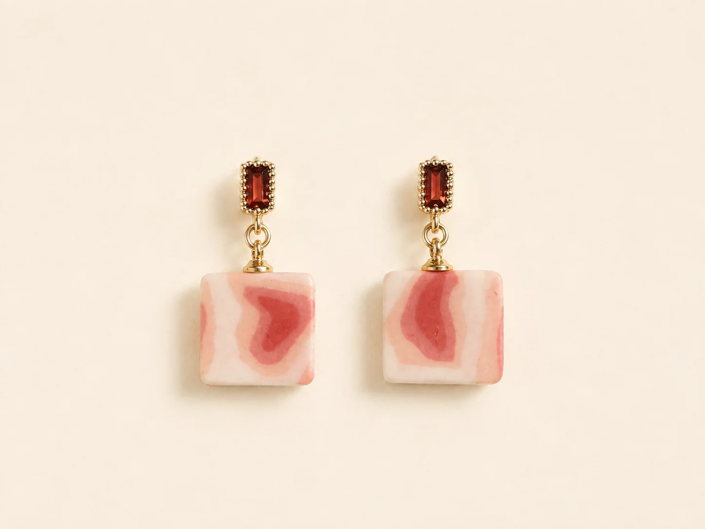Rose Canyon handmade ceramic earrings showing a hand-finished ceramic surface by ZELIN ART.