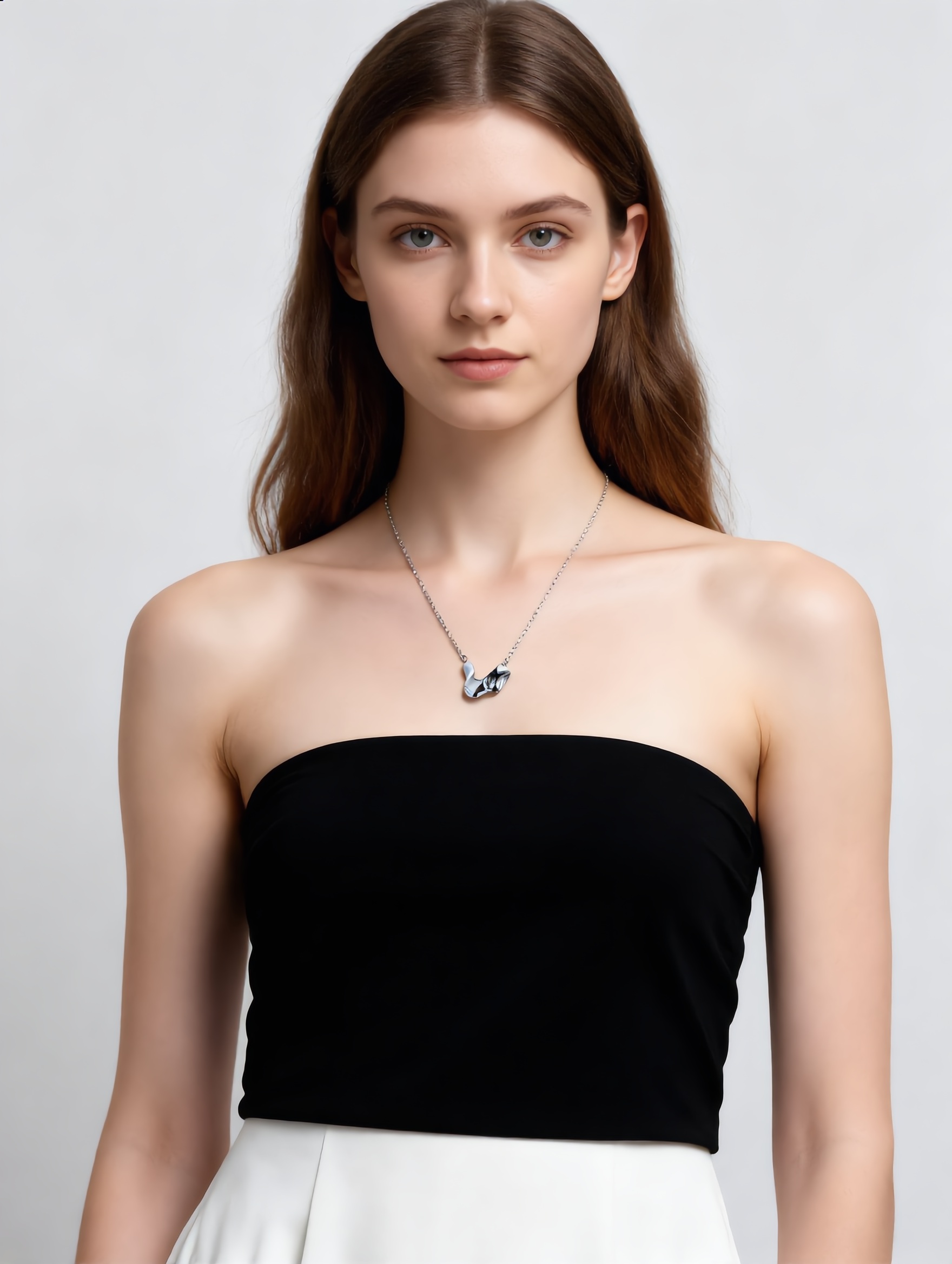 Styling idea for ZEN minimalist porcelain jewelry by ZELIN ART.